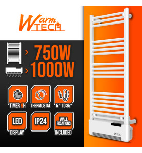 Radiateur sèche serviettes avec fluide 750W + soufflerie 1000W - Warm Tech