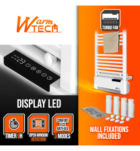 Radiateur sèche serviettes avec fluide 750W + soufflerie 1000W - Warm Tech