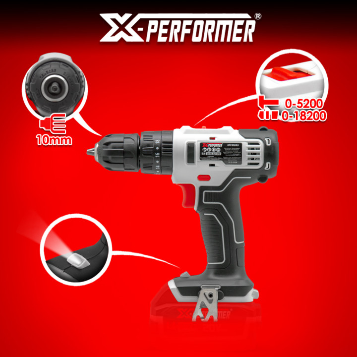 Perceuse visseuse percussion 20V avec batterie 2Ah - X-Performer