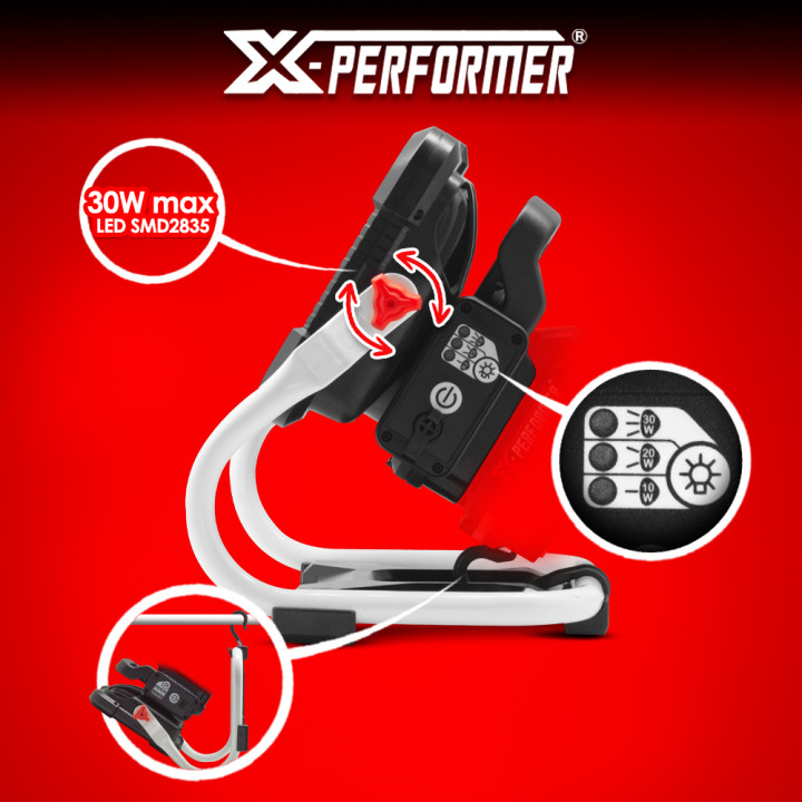 Projecteur de chantier rechargeable 20V avec batterie 2Ah - X Performer
