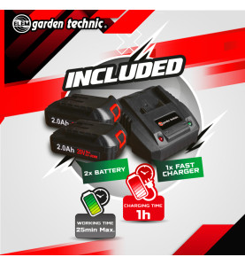 Tondeuse et coupe bordures rechargeables 20V max + 2 batteries - Elem Garden.