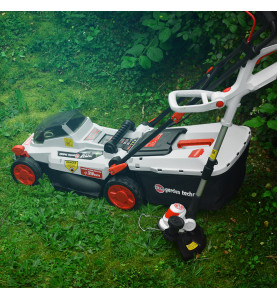 Tondeuse et coupe bordures rechargeables 20V max + 2 batteries - Elem Garden.