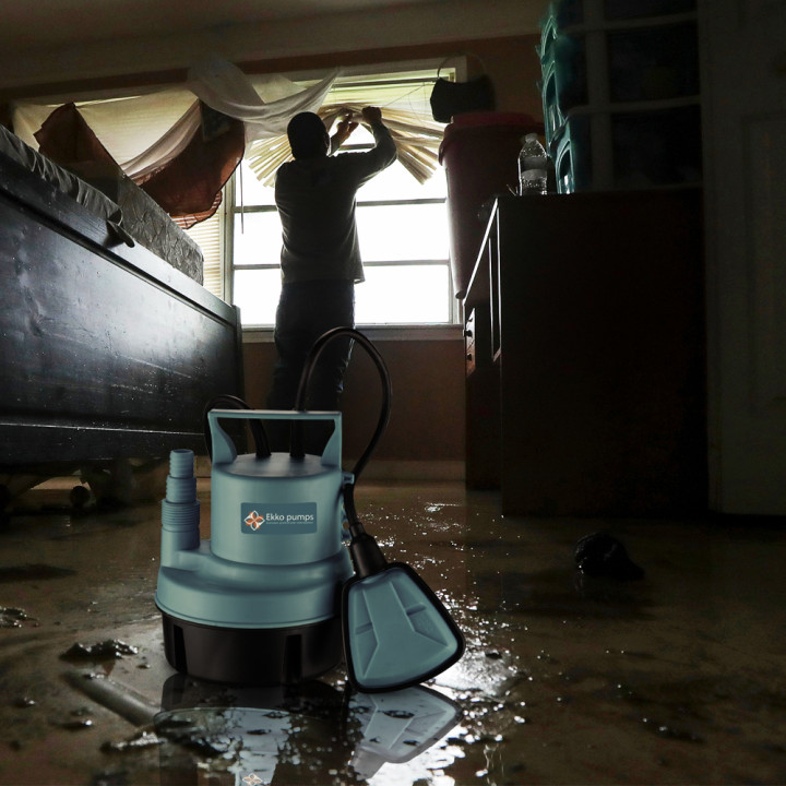 Pompe vide caves pour eaux claires 200W équipée d un flotteur - Ekko Pumps