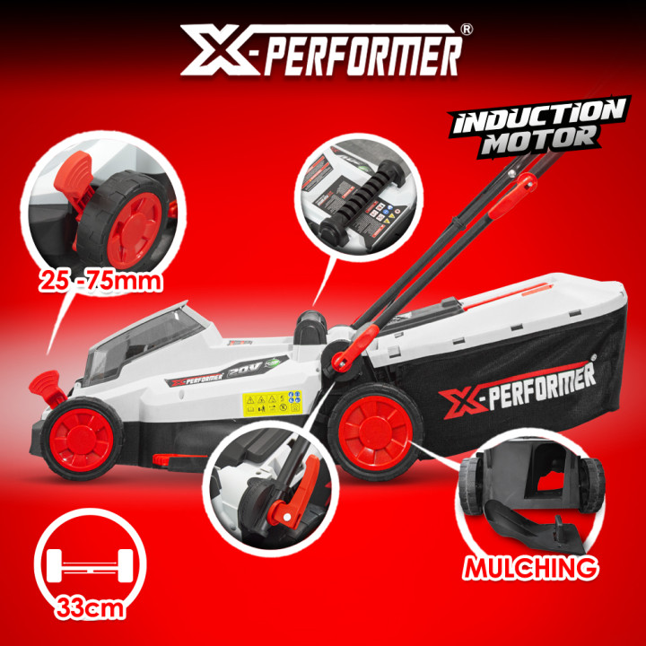 Tondeuse rechargeable 20V max 33 cm avec batterie 4Ah - X-Performer