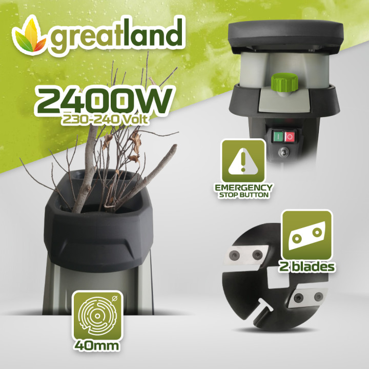 Broyeur de végétaux électrique 2400W - Sac 40 litres - Avec roues