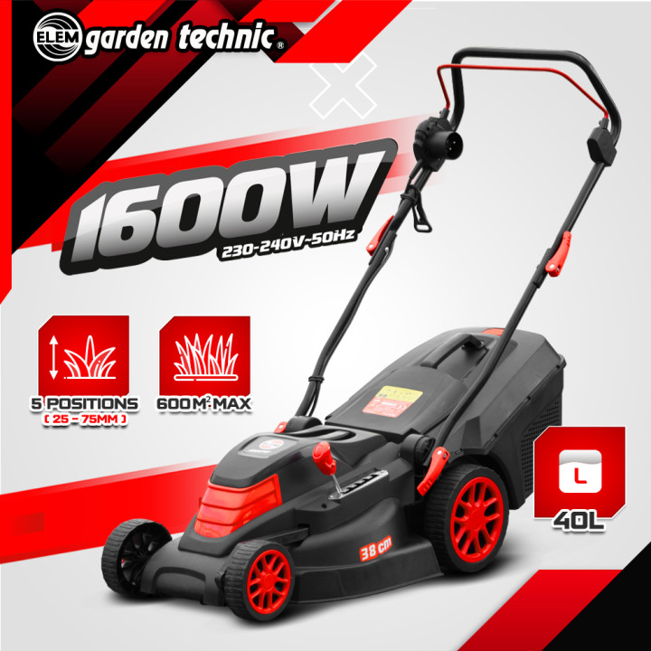 Tondeuse à gazon électrique 1600W - 38CM - Elem Garden