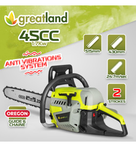 Tronçonneuse thermique 45CC - guide et chaîne Oregon - Greatland