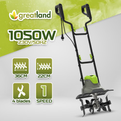 Motobineuse électrique 1050W 36cm - 4 Fraises - Greatland
