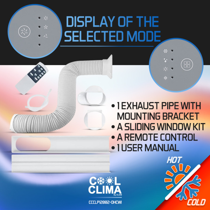 Climatiseur mobile réversible chaud/froid 12000BTU - 3.5KW avec télécommande et fonction Wifi
