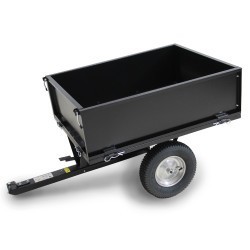 Remorque pour tracteur tondeuse avec benne basculante - charge max 225kg.