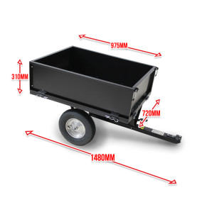 Remorque pour tracteur tondeuse avec benne basculante - charge max 225kg.