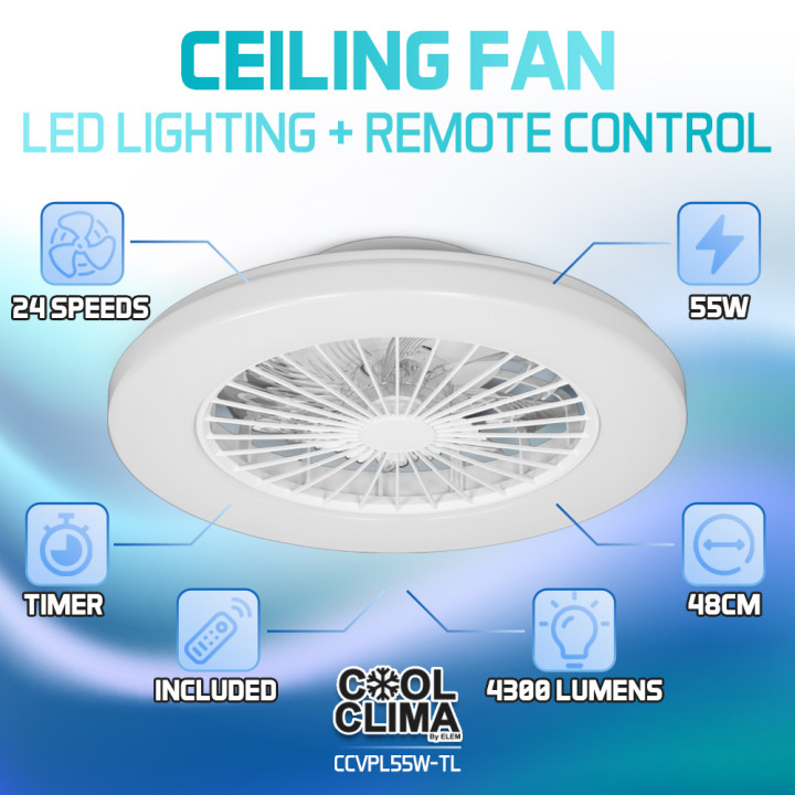 Ventilateur de plafond avec éclairage Led + télécommande