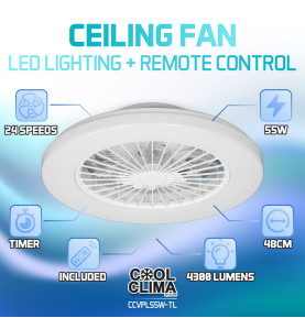 Ventilateur de plafond avec éclairage Led + télécommande