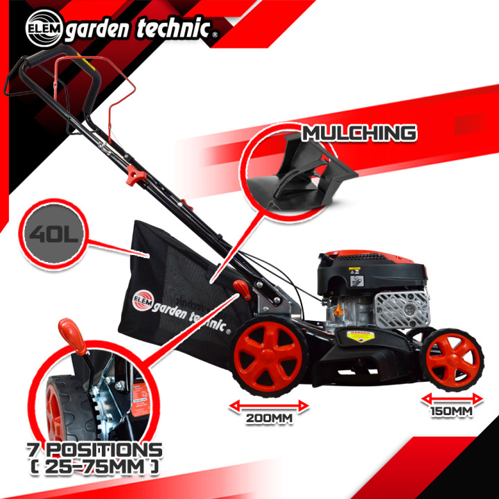 Tondeuse thermique tractée 144 CC - 40cm - mulching et éjection latérale