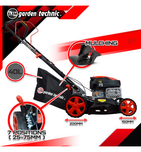 Tondeuse thermique tractée 144 CC - 40cm - mulching et éjection latérale
