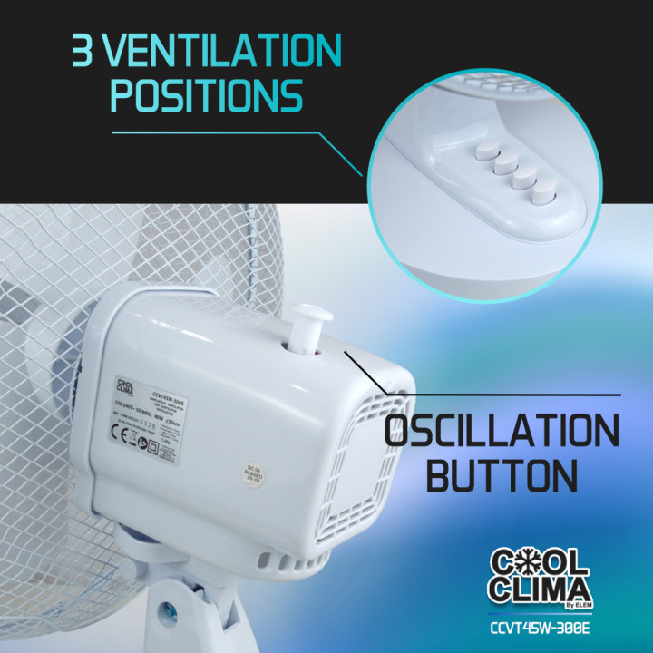 Ventilateur de table 40W - 30cm - 3vitesses
