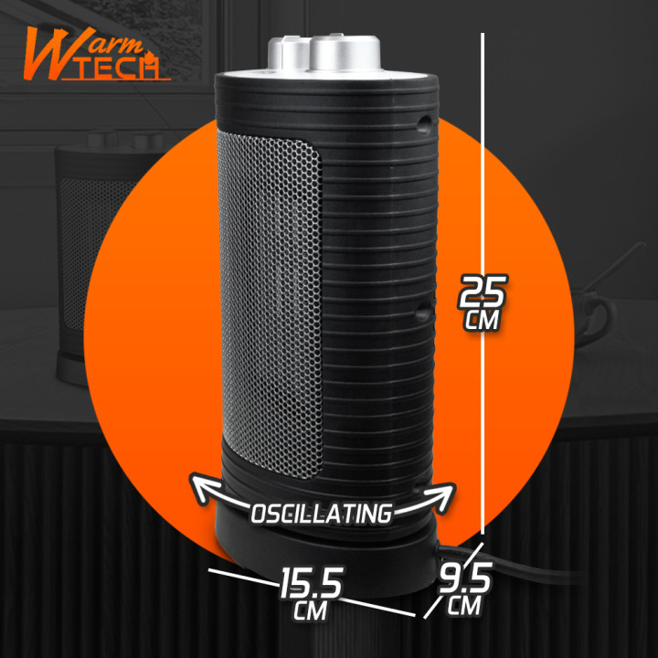 Radiateur céramique oscillant 1500W - 2 puissances + ventilateur - Avec Thermostat