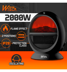 Chauffage soufflant oscillant 2000W - ambiance feu de bois.