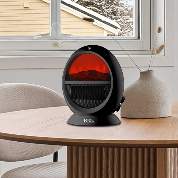 Chauffage soufflant oscillant 2000W - ambiance feu de bois.
