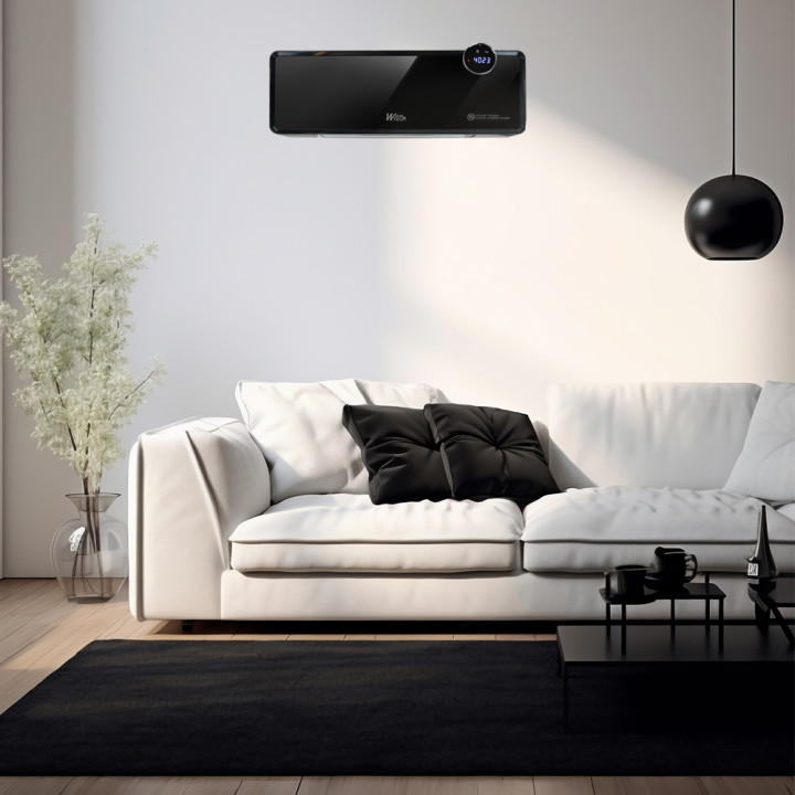 Radiateur céramique mural oscillant 2000W avec façade en verre