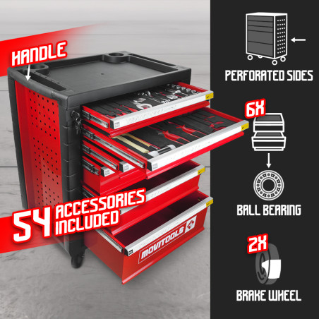 Servante d'atelier 6 tiroirs + 54 accessoires
