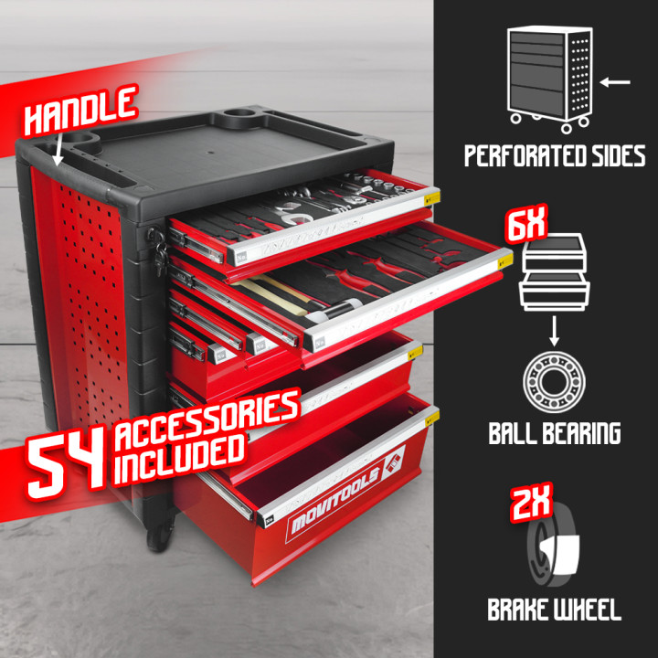 Servante d'atelier 6 tiroirs + 54 accessoires