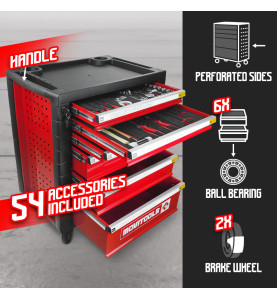 Servante d'atelier 6 tiroirs + 54 accessoires