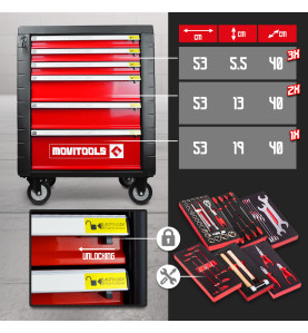 Servante d'atelier 6 tiroirs + 54 accessoires