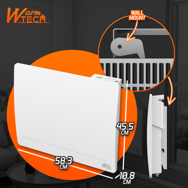 Radiateur inertie fonte 1000 W - IP24 - NF - Fil pilote 6 ordres.
