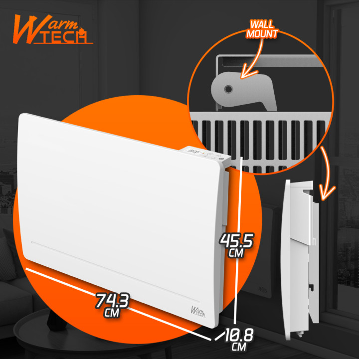 Radiateur inertie fonte 1500 W - IP24 - NF - Fil pilote 6 ordres.