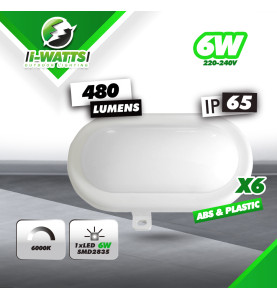 Lot de 6 hublots led 6W - 480 lumens - IP65