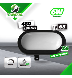 Lot de 6 hublots led 6W - 480 lumens - IP65