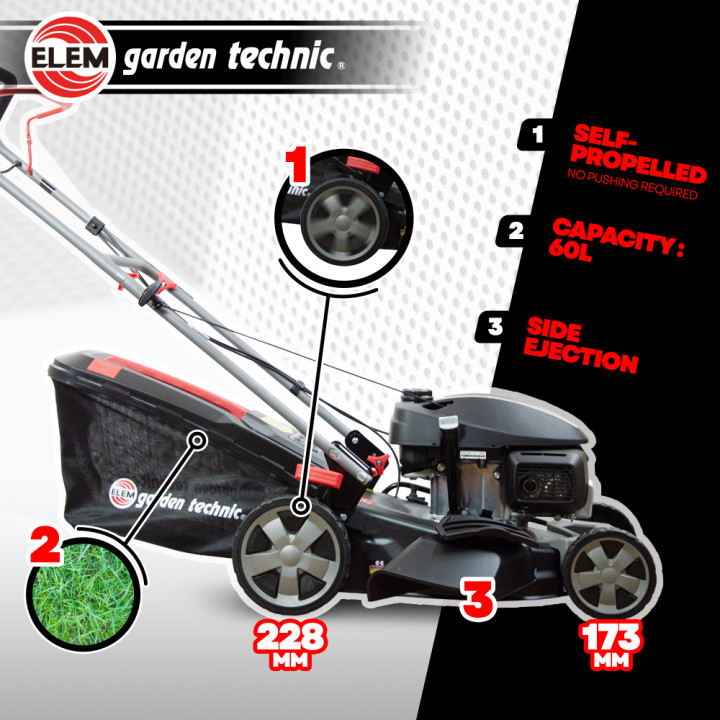 Tondeuse thermique tractée 145CC avec moteur Honda, mulching et éjection latérale