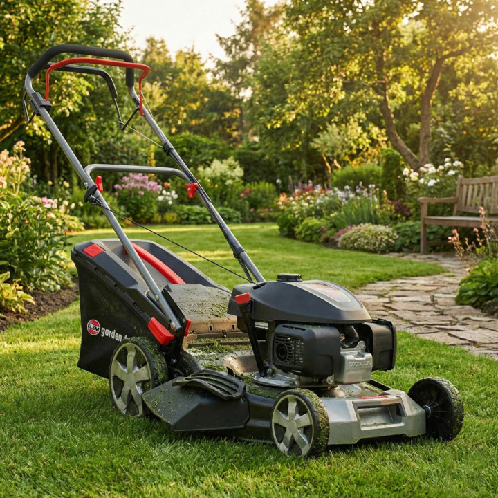 Tondeuse thermique tractée 145CC avec moteur Honda, mulching et éjection latérale