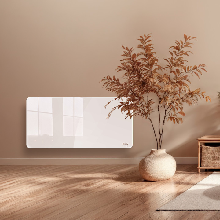 Radiateur inertie céramique avec façade en verre 2000 W - IP24 - NF - Fil pilote 6 ordres.