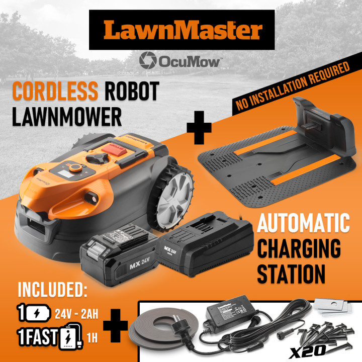 Robot tondeuse autonome 24V sans fil périmétrique avec station de charge - Max 500m²
