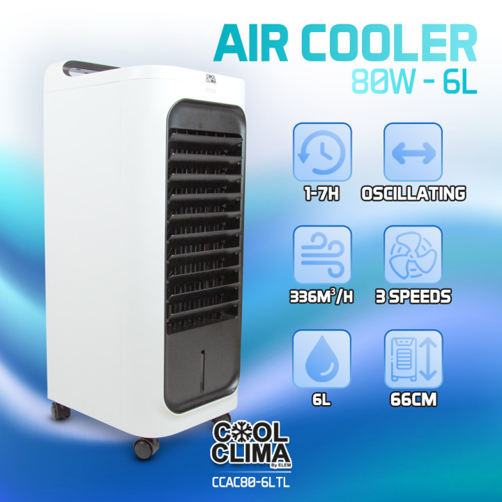 Rafraichisseur d'air 80W - 6L avec télécommande