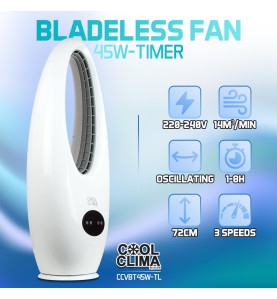 Ventilateur oscillant sans pales 45W avec télécommande