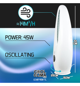 Ventilateur oscillant sans pales 45W avec télécommande