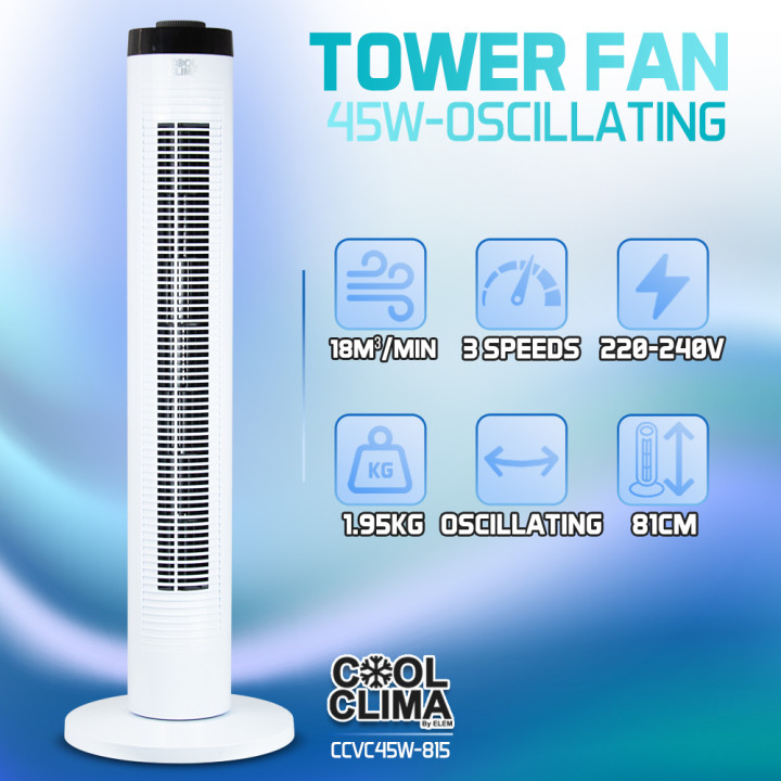 Ventilateur colonne 45W oscillant