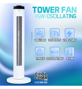 Ventilateur colonne 45W oscillant