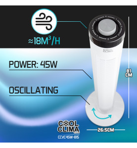 Ventilateur colonne 45W oscillant