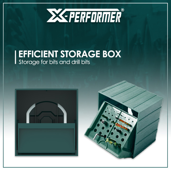 Boîte de rangement pour embouts et mèches compatible avec le concept rangement X-performer
