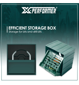 Boîte de rangement pour embouts et mèches compatible avec le concept rangement X-performer