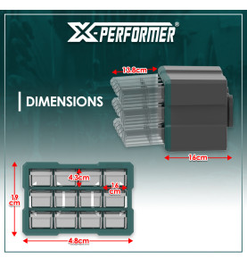 Organiseur 12 compartiments compatible avec le concept rangement X-Performer