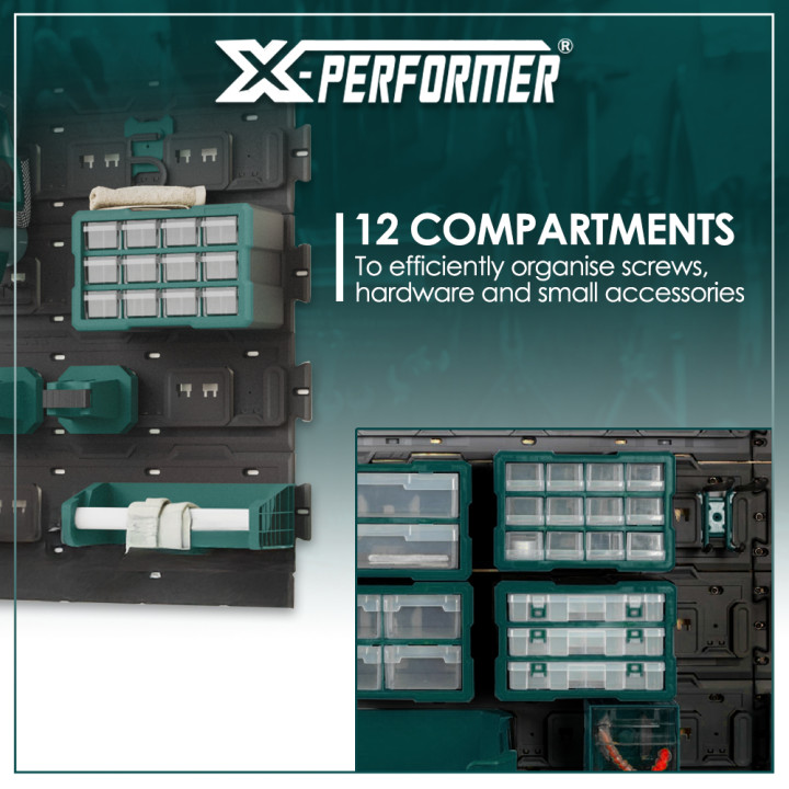 Organiseur 12 compartiments compatible avec le concept rangement X-Performer