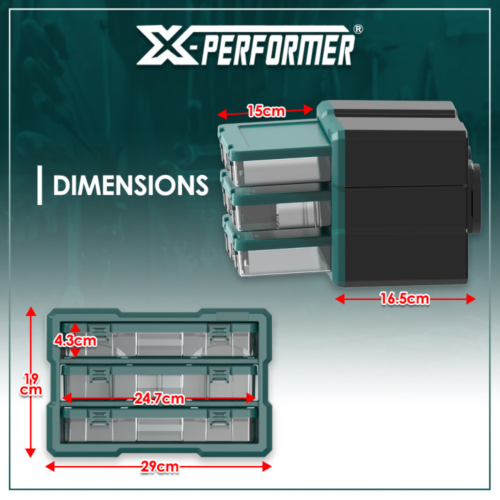 Organisateur 3 compartiments compatible avec le concept rangement X-Performer