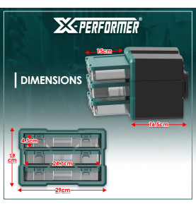 Organisateur 3 compartiments compatible avec le concept rangement X-Performer