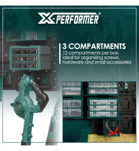 Organisateur 3 compartiments compatible avec le concept rangement X-Performer