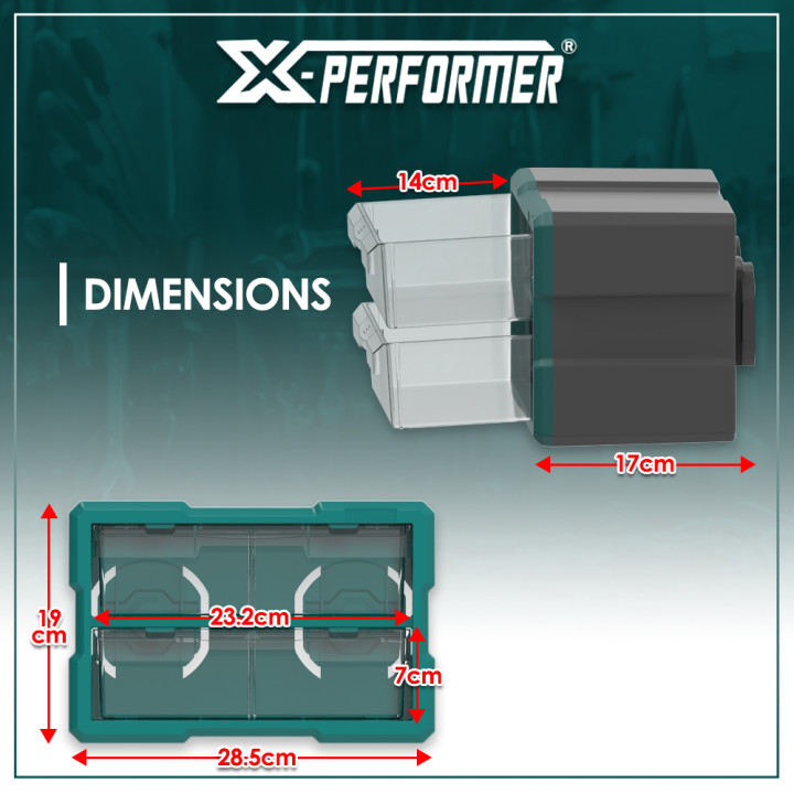 Organiseur 2 compartiments compatible avec le concept rangement X-Performer